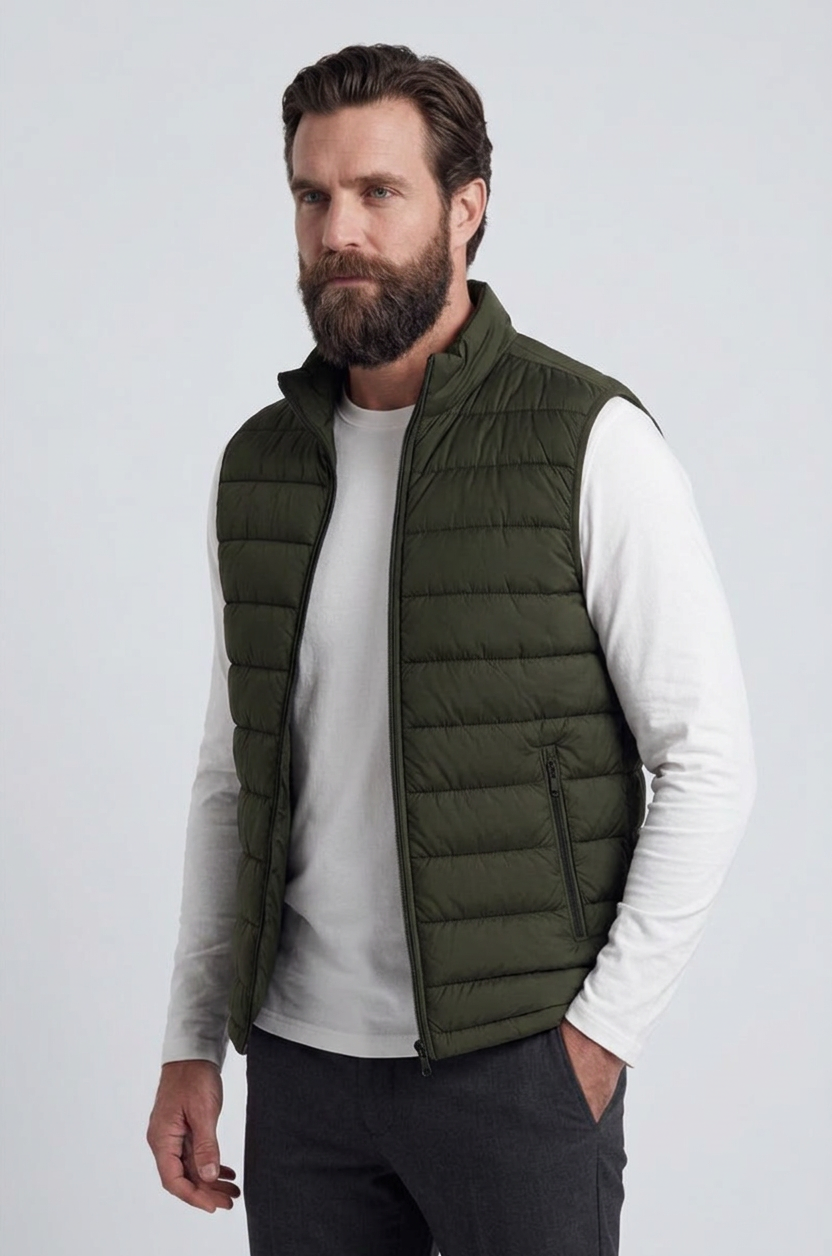 Men's Quilted Puffer Gilet – Lightweight Padded Zip Fastening