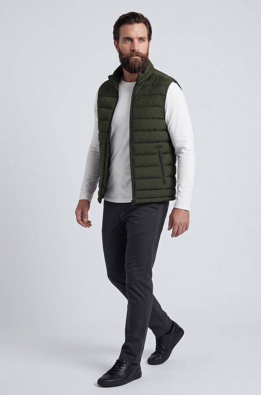 Men's Quilted Puffer Gilet – Lightweight Padded Zip Fastening
