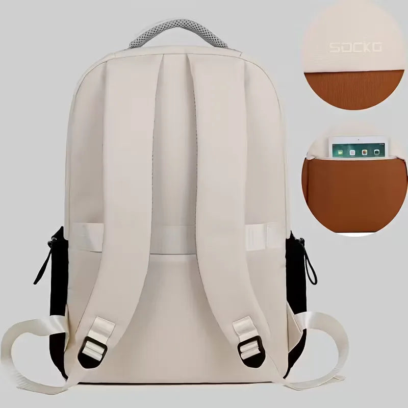 Unisex Waterproof Oxford Fabric Backpack – Two-Tone with Padded Straps
