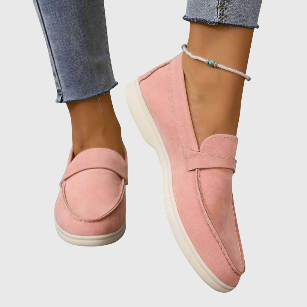 Women's Orthopaedic Suedette Loafers – Easy Slip-On, Low Heel