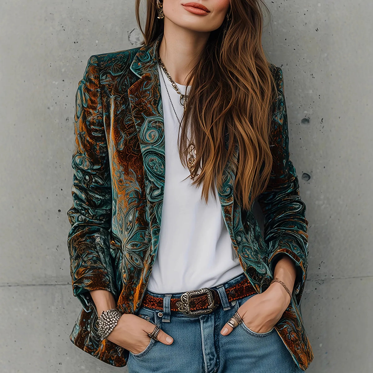 Women's Floral Print Blazer – Relaxed Tailored Jacket