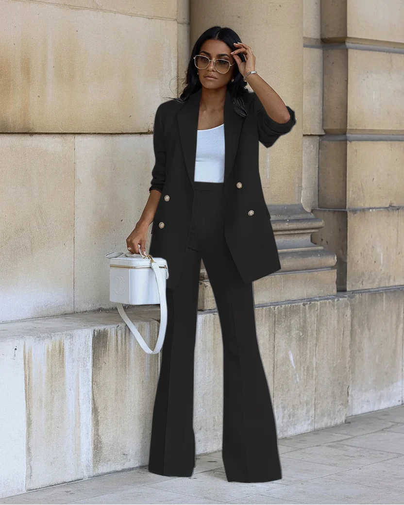 Women's Wide-Leg Pantsuit Set – Casual Chic Co-ord