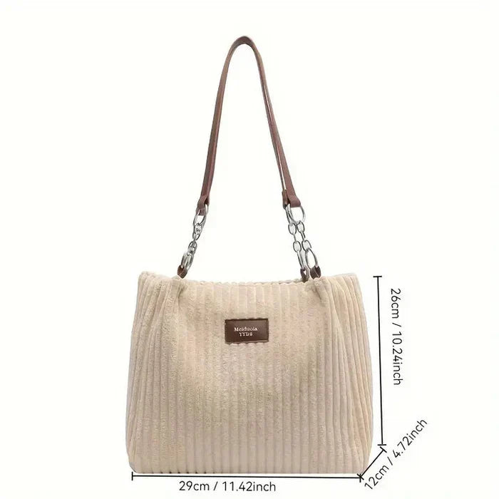 Women's corduroy tote bag – Rigid structure with zip fastening