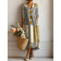 Women's Printed Midi Dress – Flowing Fit and Bohemian V-Neck