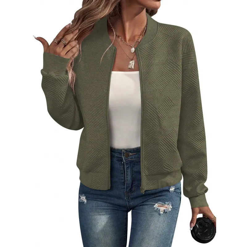 Women's Relaxed Blazer with Baseball Collar – Lightweight Relaxed Fit