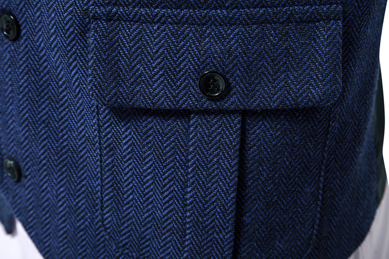 Men's Cotton Chevron Waistcoat – Tailored Fit Single-Breasted