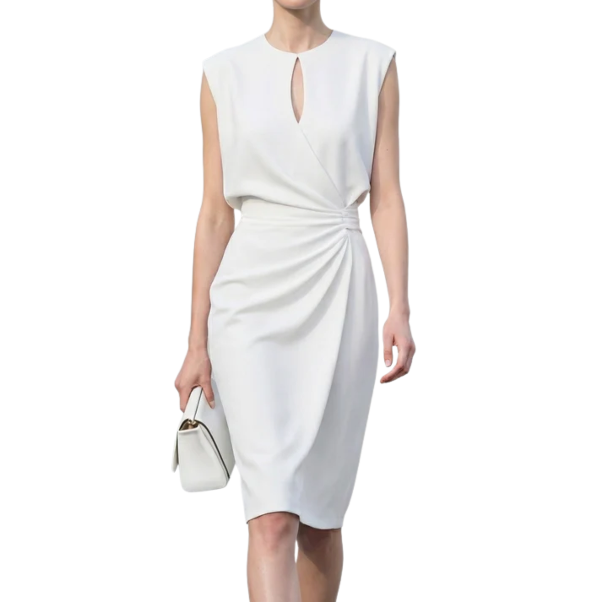 Women's Cocktail Dress – Draped Silhouette & Gathered Waist
