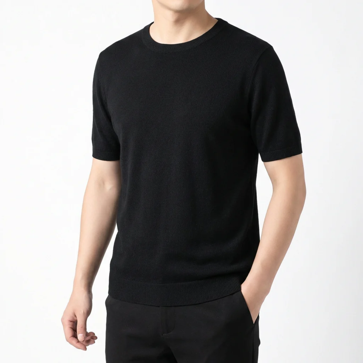Men's Knit T-Shirt – Lightweight and Comfortable Straight Fit