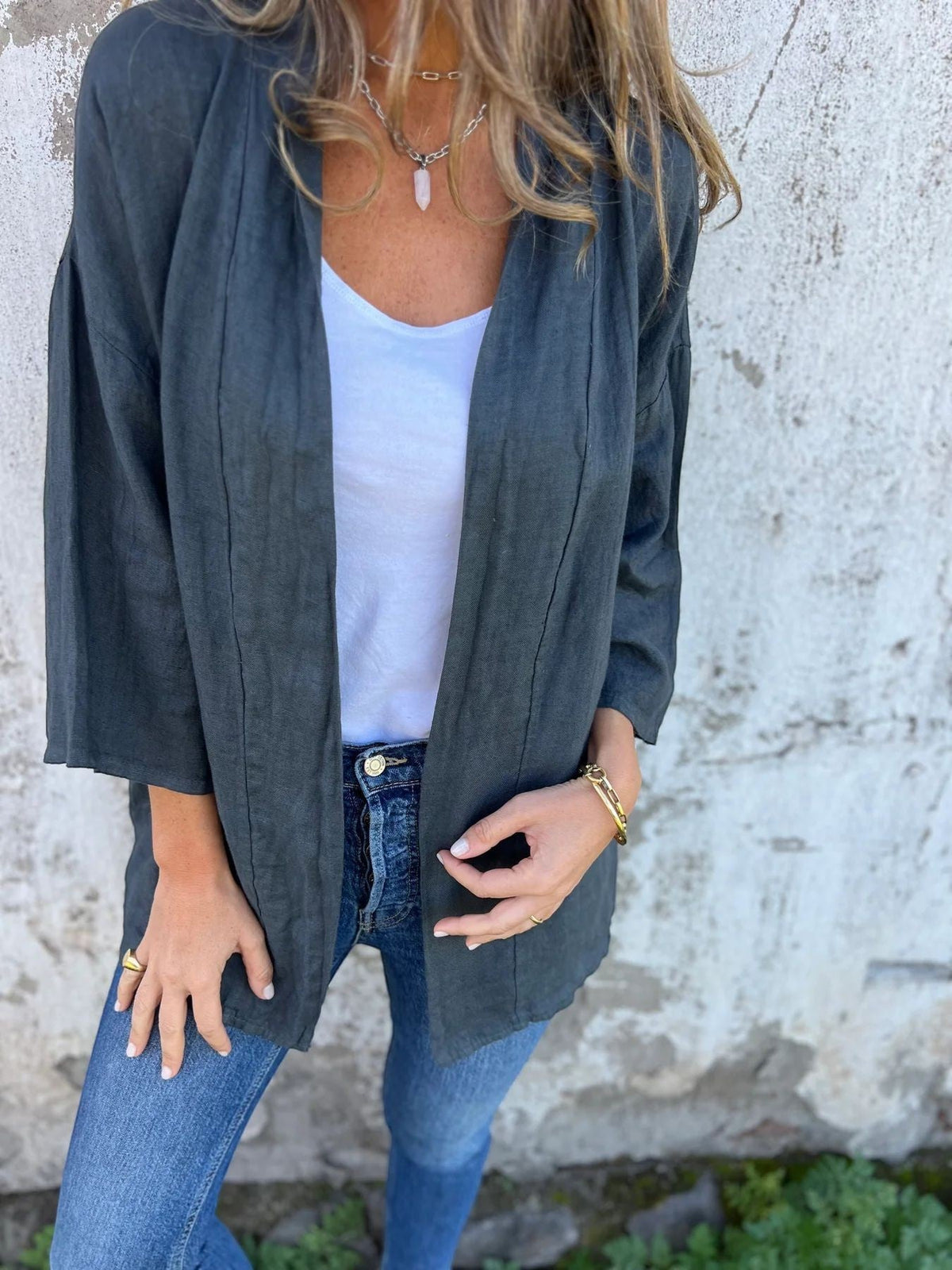 Women's Lightweight Fabric Cardigan – Relaxed Open Cardigan