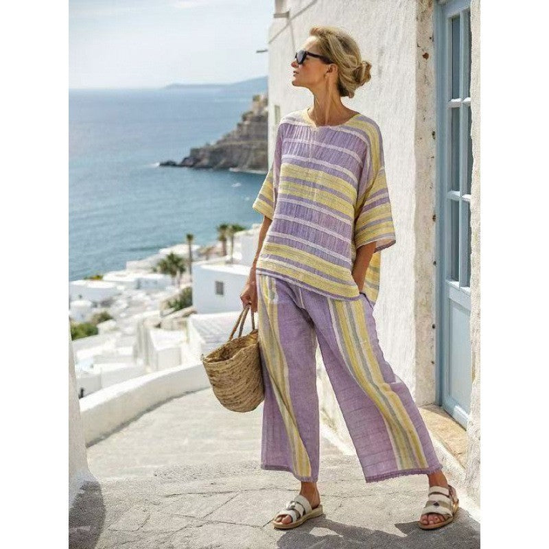 Calder Mayne | Women's Two-Piece Printed Woven Fabric Pant Set