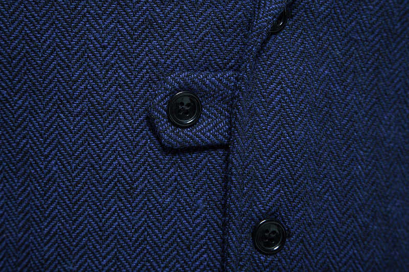 Men's Cotton Chevron Waistcoat – Tailored Fit Single-Breasted