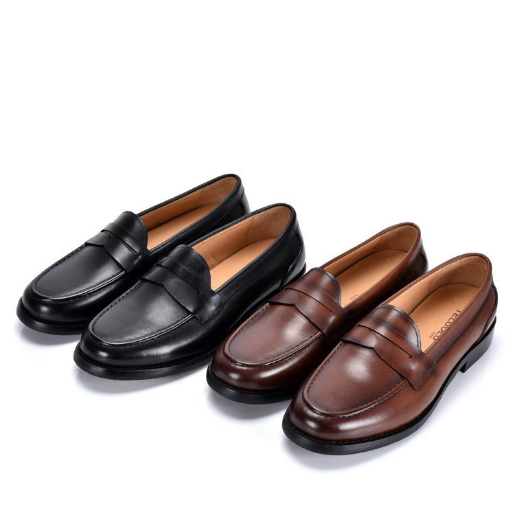 Men's Leather Moccasins – Smooth Upper, Penny Strap & Moc-Toe Stitching