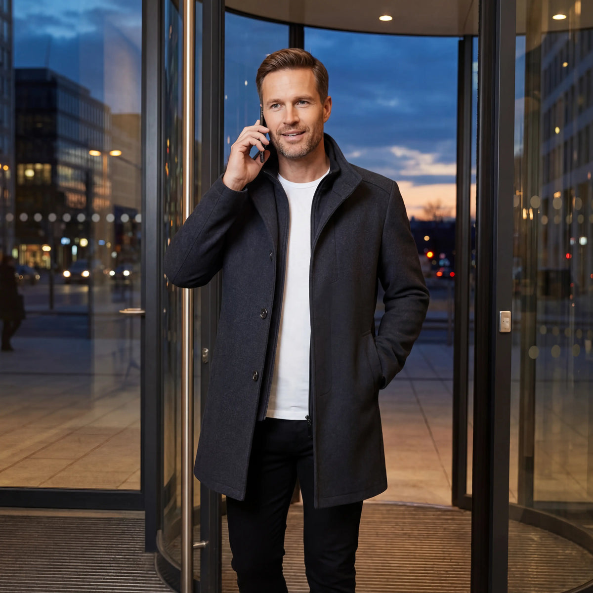 Calder Mayne | Men's Wool Coat – Double Collar Mid-Length