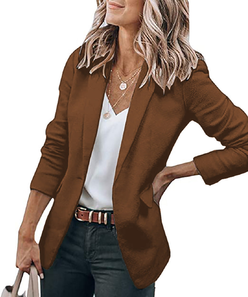 Women's Structured Tailored Blazer – Single-Breasted Closure, Long Sleeves