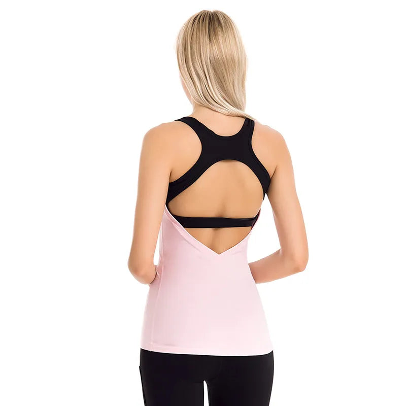 Women's Sports Racerback Tank Top – Slim Fit Color-Block Stretch