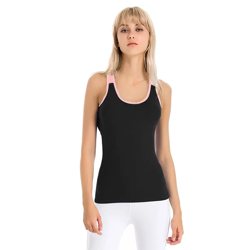 Women's Sports Racerback Tank Top – Slim Fit Color-Block Stretch