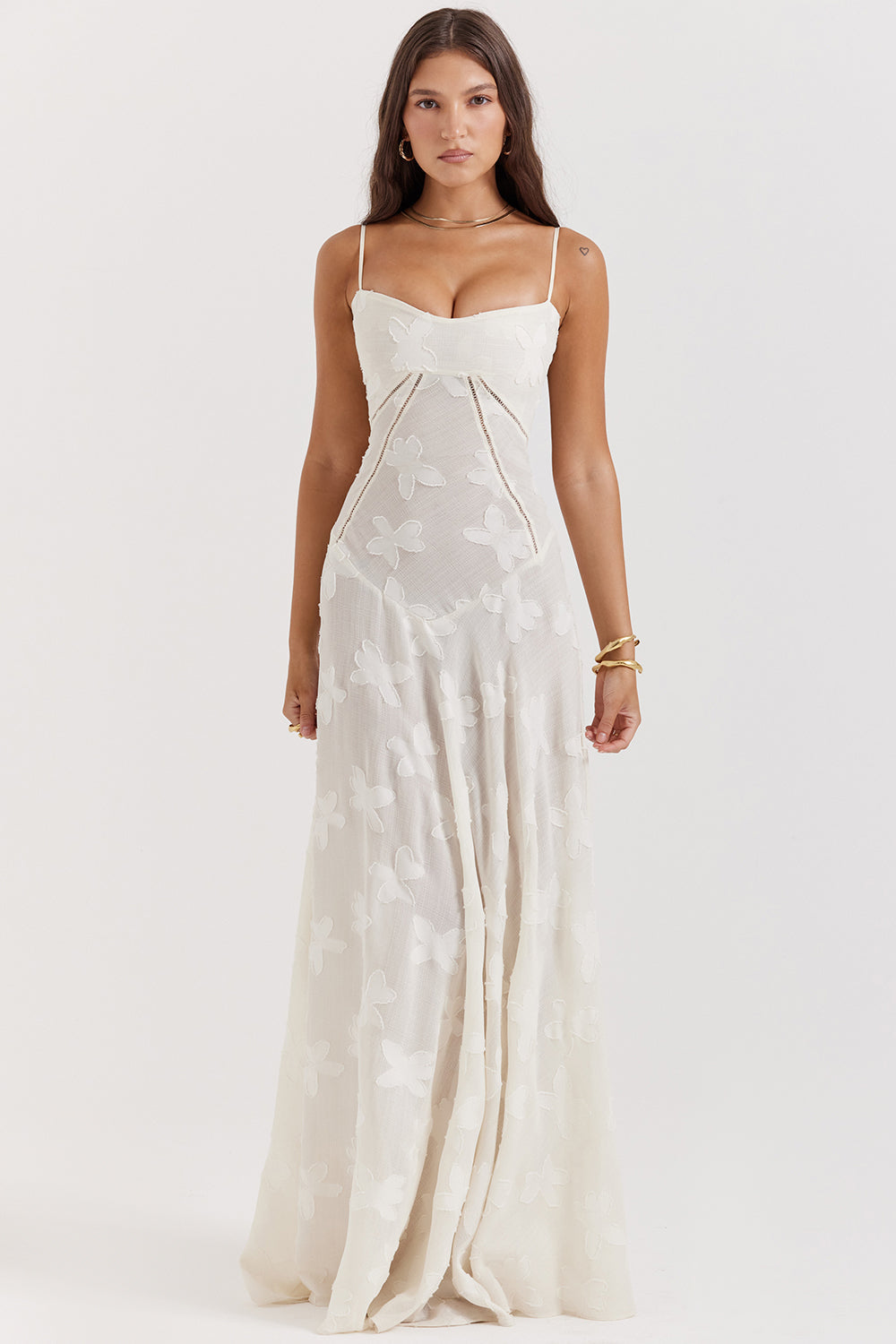 Women's strappy maxi dress – Fitted cut with flared hem