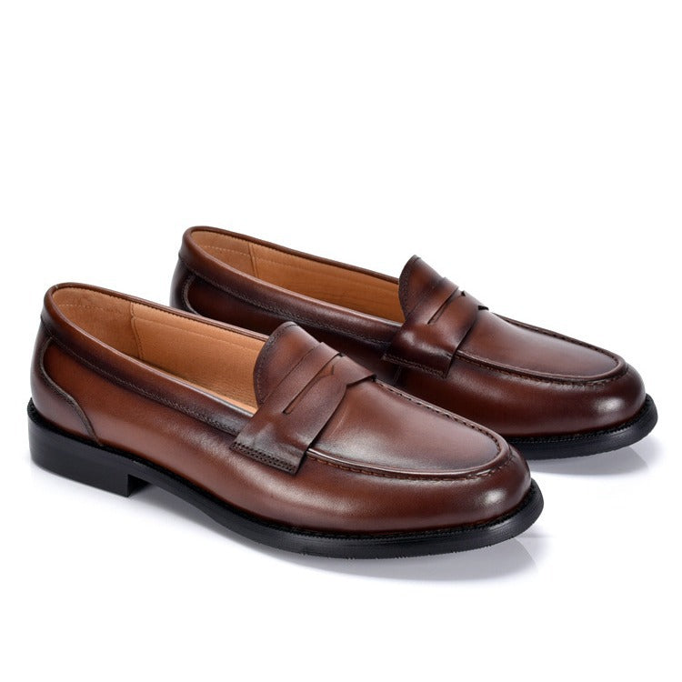 Men's Leather Moccasins – Smooth Upper, Penny Strap & Moc-Toe Stitching