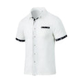 Men's Woven Fabric Shirt – Classic Collar, Buttons, and Contrasting Piping