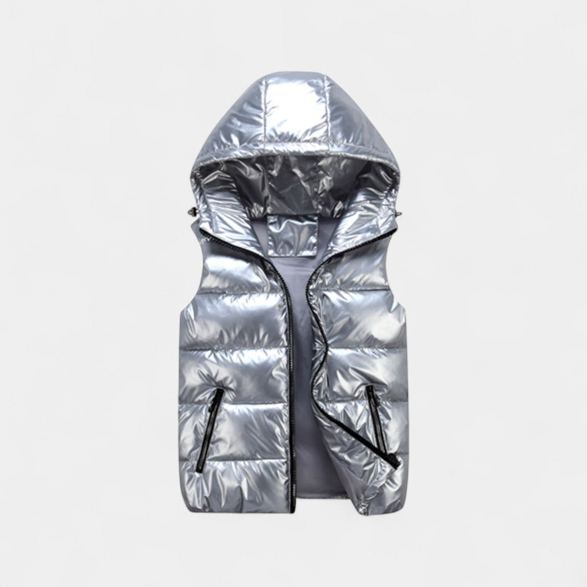 Men's Sleeveless Hooded Shiny Cotton Vest – Elegant Down Jacket