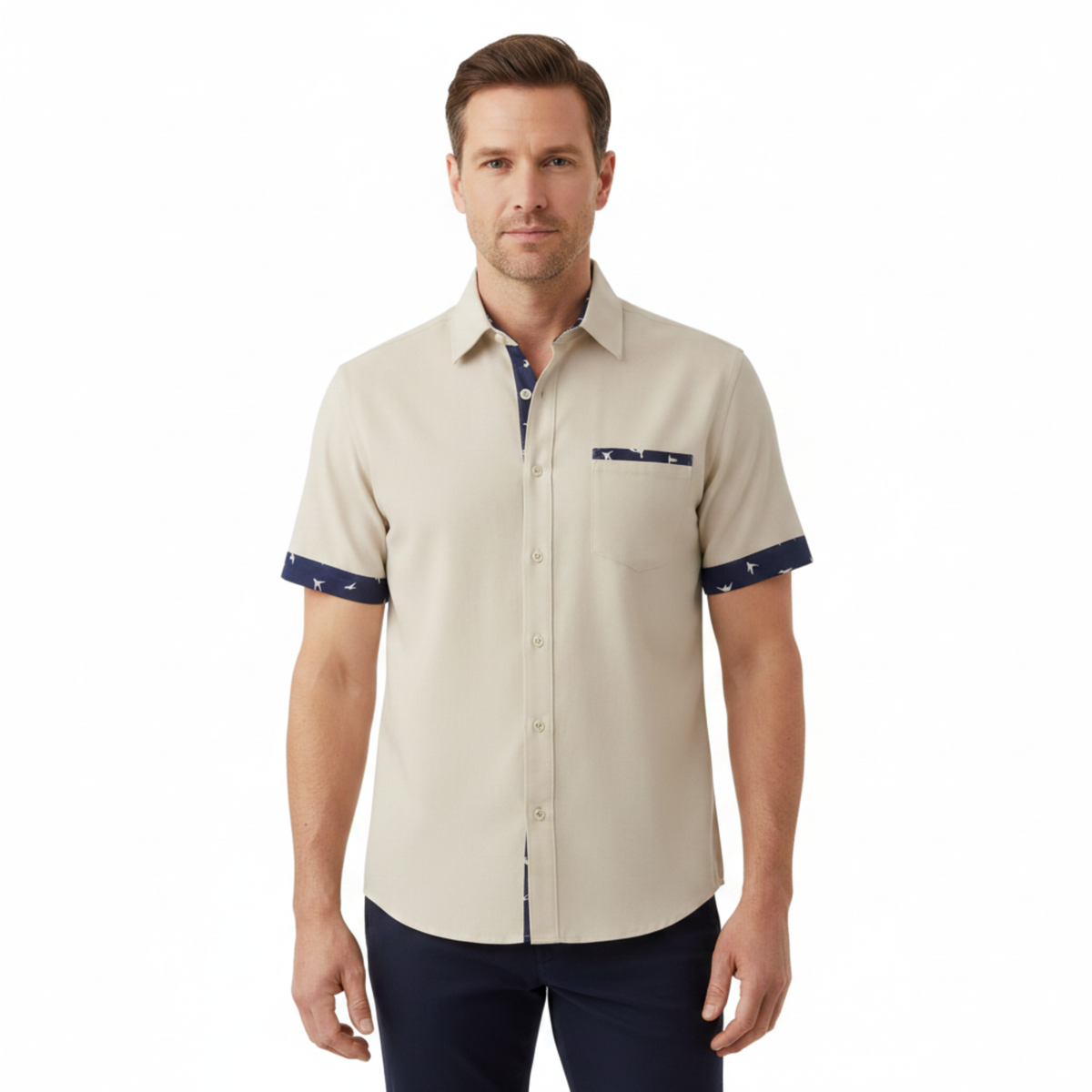 Men's Short Sleeve Shirt – Contrasting Printed Details