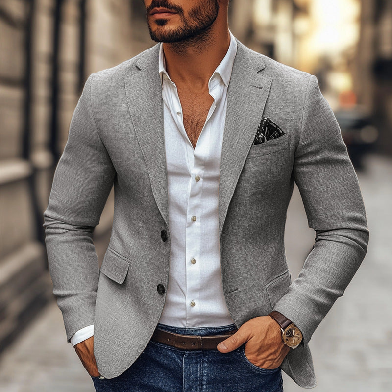Men's Lightweight Casual Blazer – Tailored Fit, Double-Breasted
