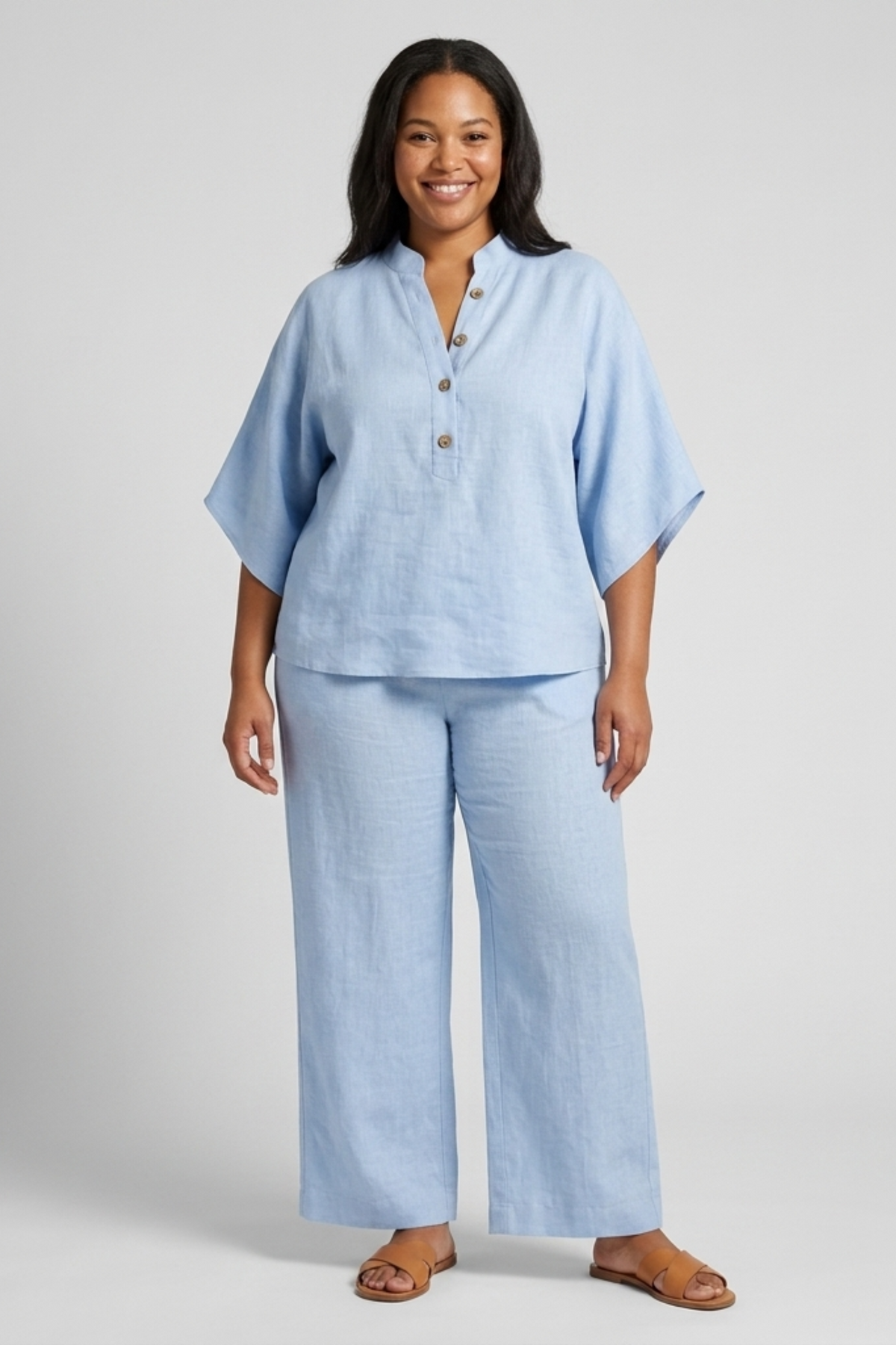 Women's Two-Piece Set in Linen Cotton – Casual Balloon Pants