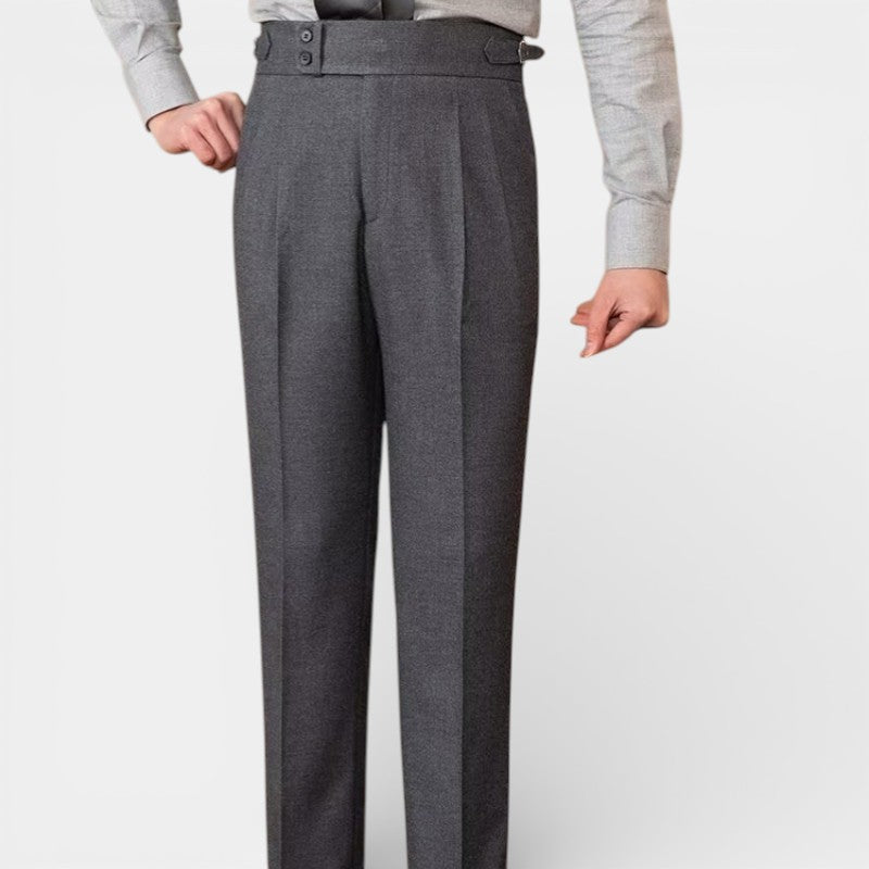 Men’s High-Waisted Suit Trousers with Straight Leg – Tailored Fit | Structured Fabric