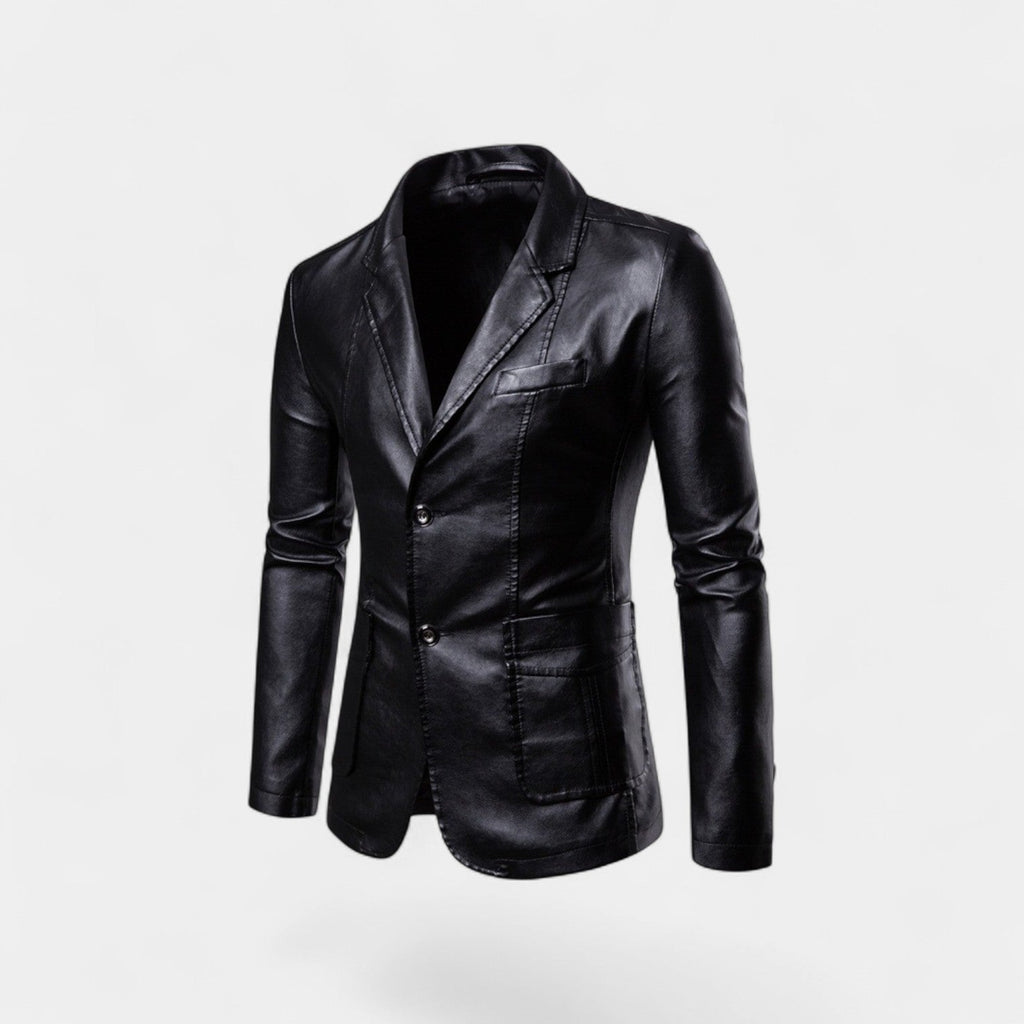 Men's leather blazer - slim fit buttoned lapel