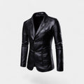 Men's leather blazer - slim fit buttoned lapel