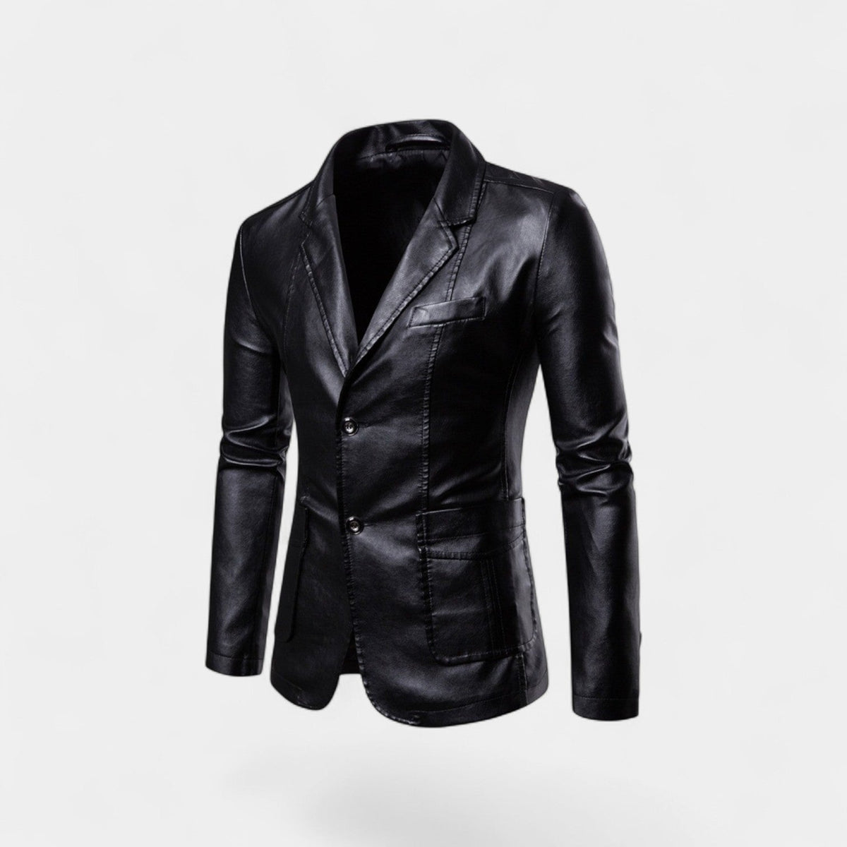 Men's leather blazer - slim fit buttoned lapel