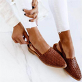 Women's braided flat slingback sandals – Adjustable buckle fit