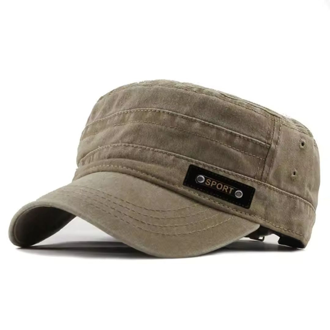 Men's Vintage Cap – Washed Cotton Fabric with Decorative Patch
