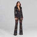 Women's Two-Piece Lace Set – Tailored Fit Sheer Cut-Out Effect