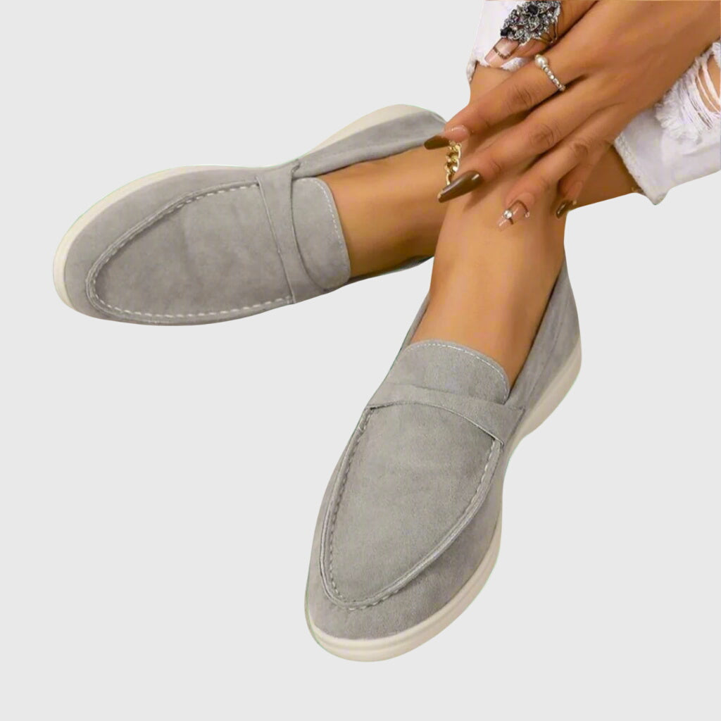 Women's Orthopaedic Suedette Loafers – Easy Slip-On, Low Heel