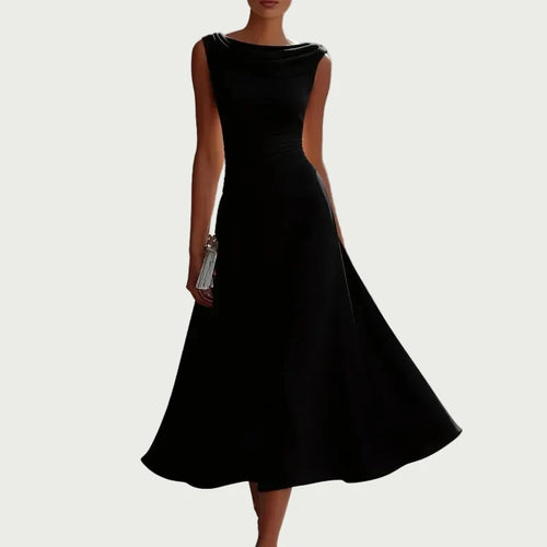 Women's Chiffon Evening Dress – Elegant Boat Neck