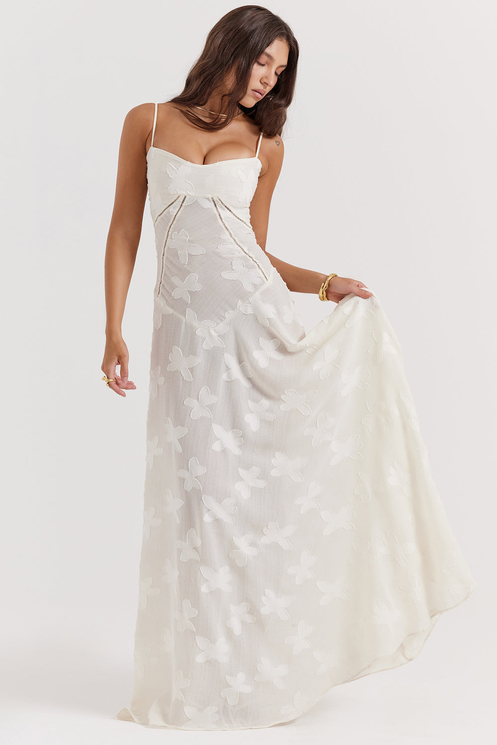 Women's strappy maxi dress – Fitted cut with flared hem
