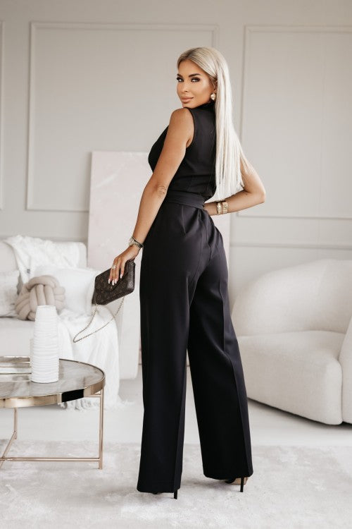 Women's Lightweight Wrap Jumpsuit – V-Neck Wide Legs