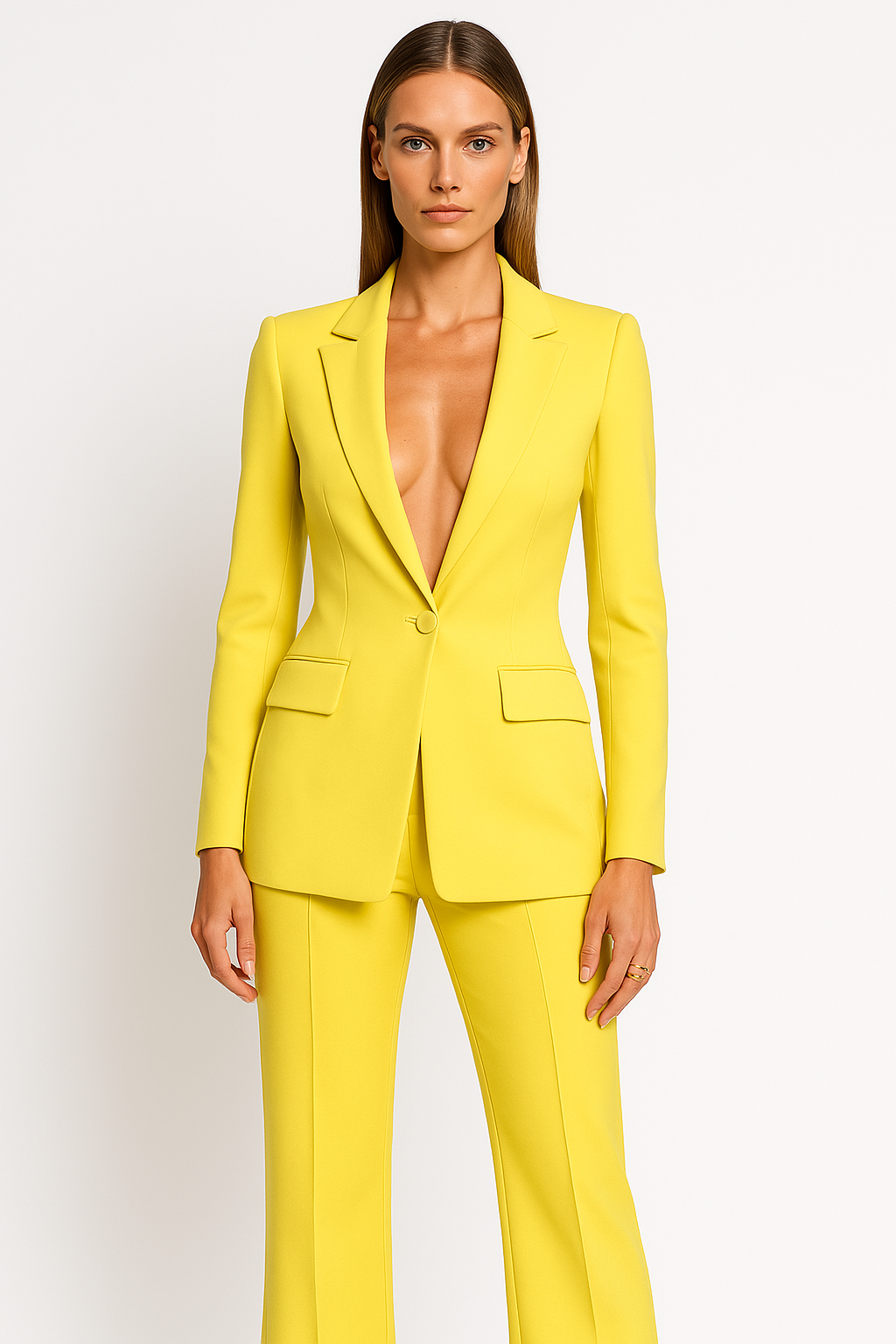 Women's Structured Blazer and Trouser Set – Tailored Fit, Straight-Leg Trousers