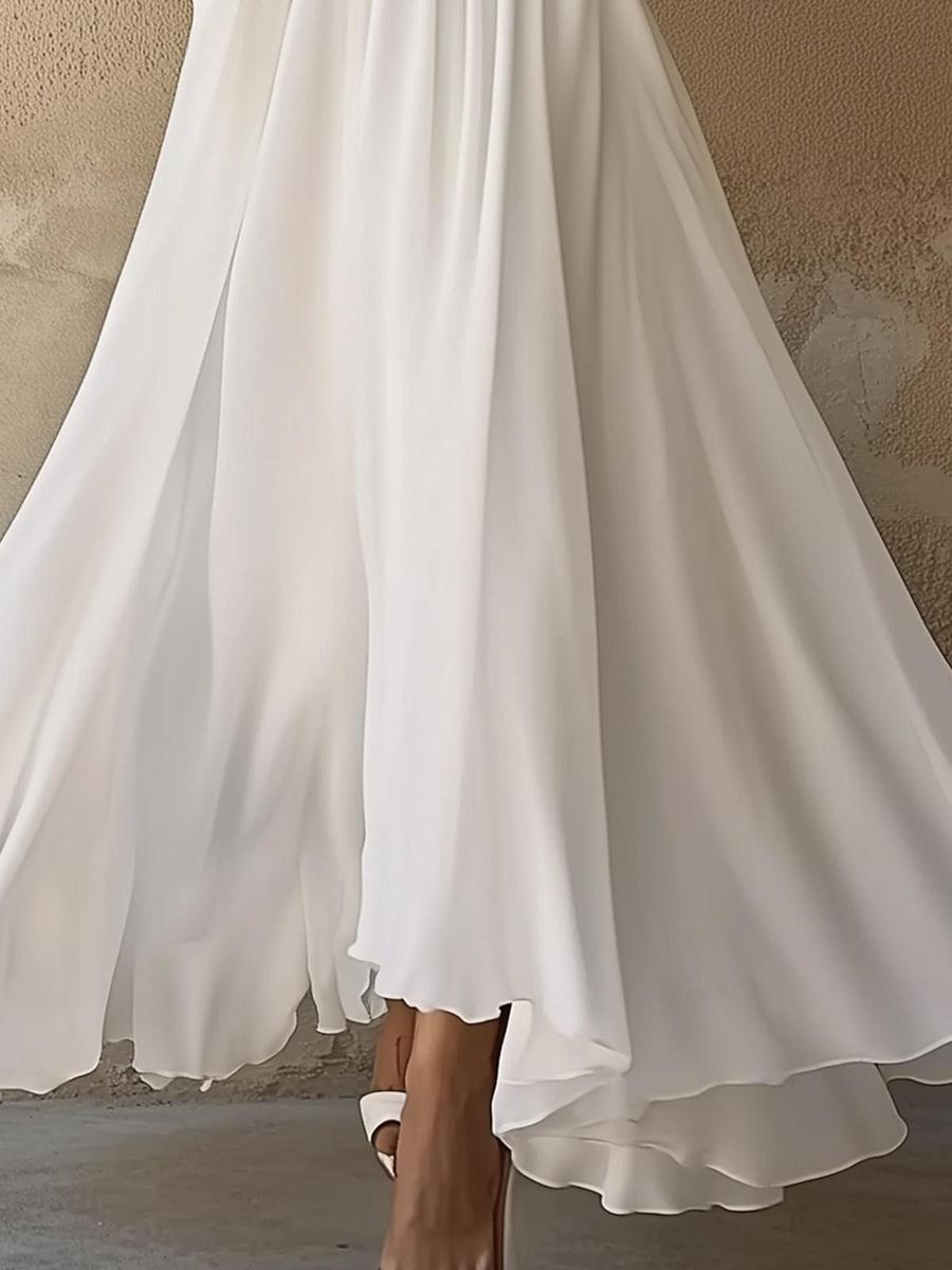 Women's long-sleeve maxi dress – V-neck