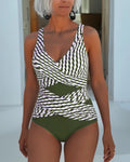 Women's One-Piece Swimsuit with V-Neck – Adjustable Straps