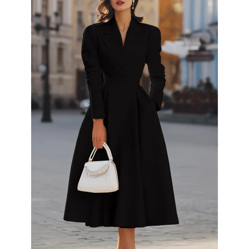Women's Long Dress with V-Neck – Slimming and Shaping Fit