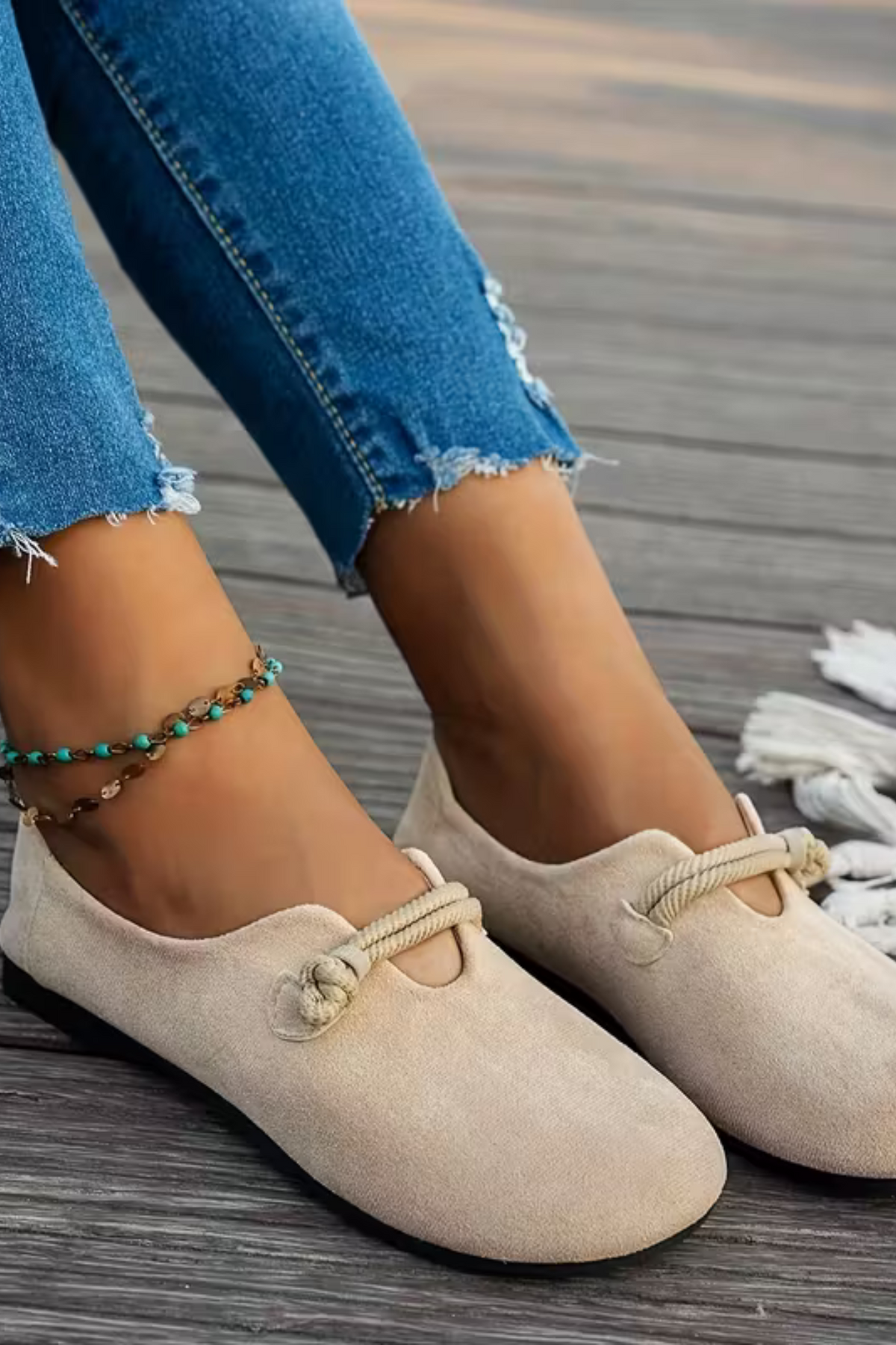 Women's slip-on suede loafers – soft flat sole low-cut fit