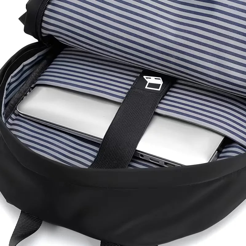 Men's Structured Fabric Backpack – Waterproof and Multi-Pocketed