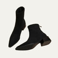 Women's Pointed Toe Ankle Boots – Low Block Heel and Zipper Closure