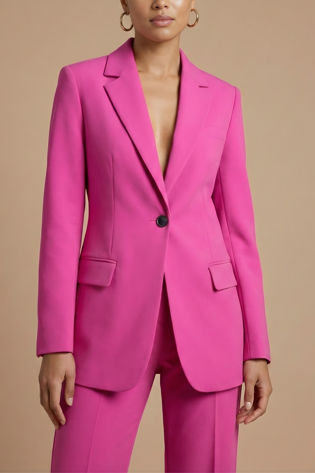 Women’s Blazer and Wide-Leg Trouser Set – Tailored Fit, Single Button