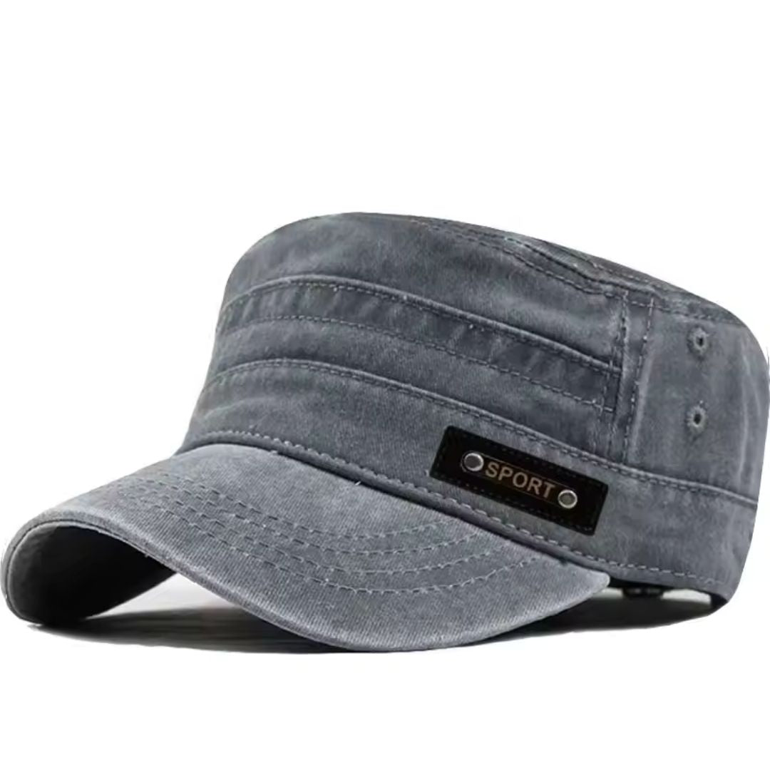 Men's Vintage Cap – Washed Cotton Fabric with Decorative Patch