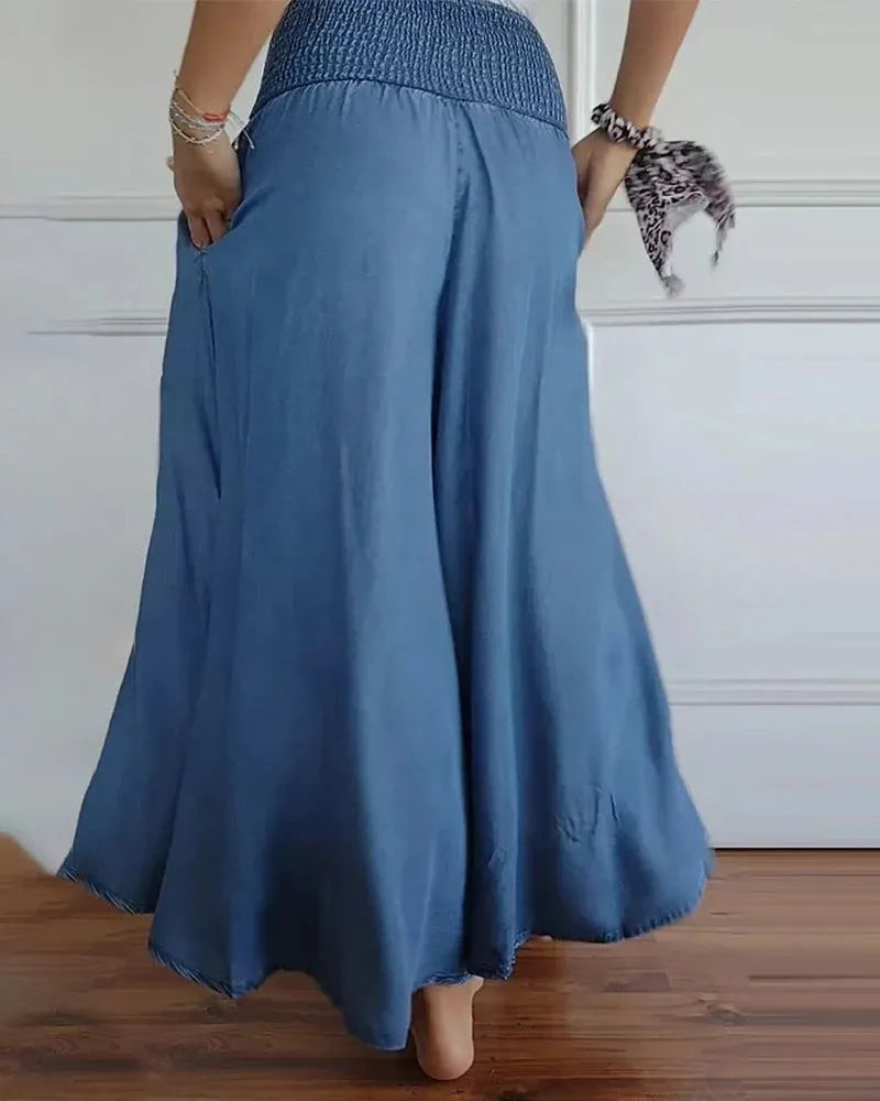 Women's lightweight wide-leg trousers – High waist, loose fit