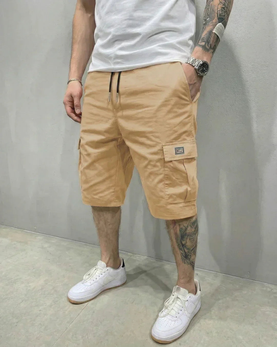 Men's Short Cargo – Elastic Waist with Drawstring & Large Flap Pockets