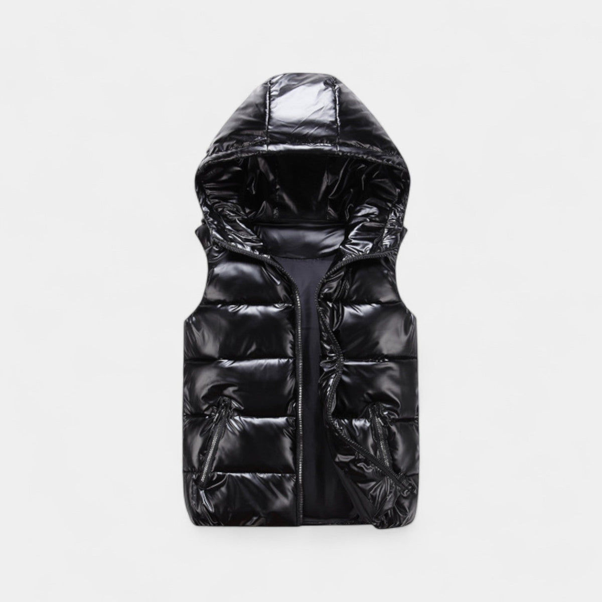 Men's Sleeveless Hooded Shiny Cotton Vest – Elegant Down Jacket